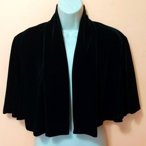 Vintage Alex Evenings Cropped Velvet Cape Open Cardigan L